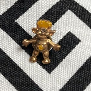Vintage Troll gold yellow button/hair